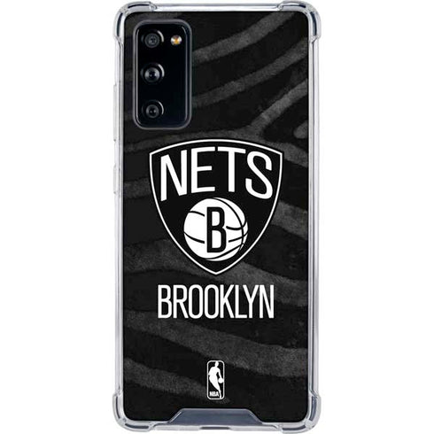NBA Brooklyn Nets Black Animal Print Galaxy S20 FE Clear Case